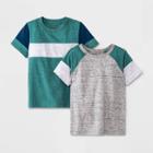 Toddler Boys' 2pk Colorblock Short Sleeve T-shirt - Cat & Jack Green/gray