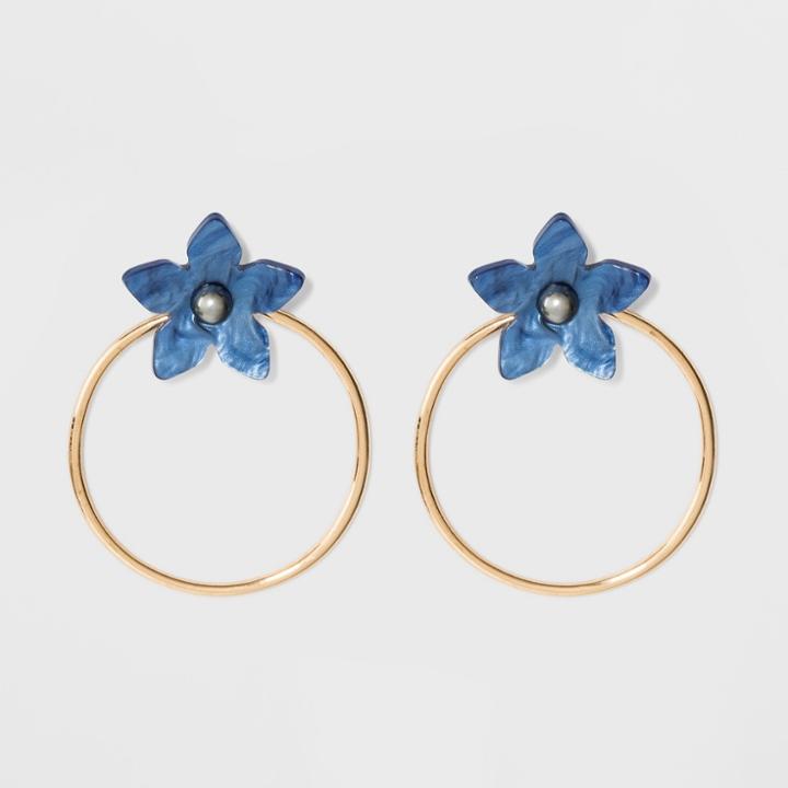 Sugarfix By Baublebar Floral Studs Hoop Earrings - Blue, Women's