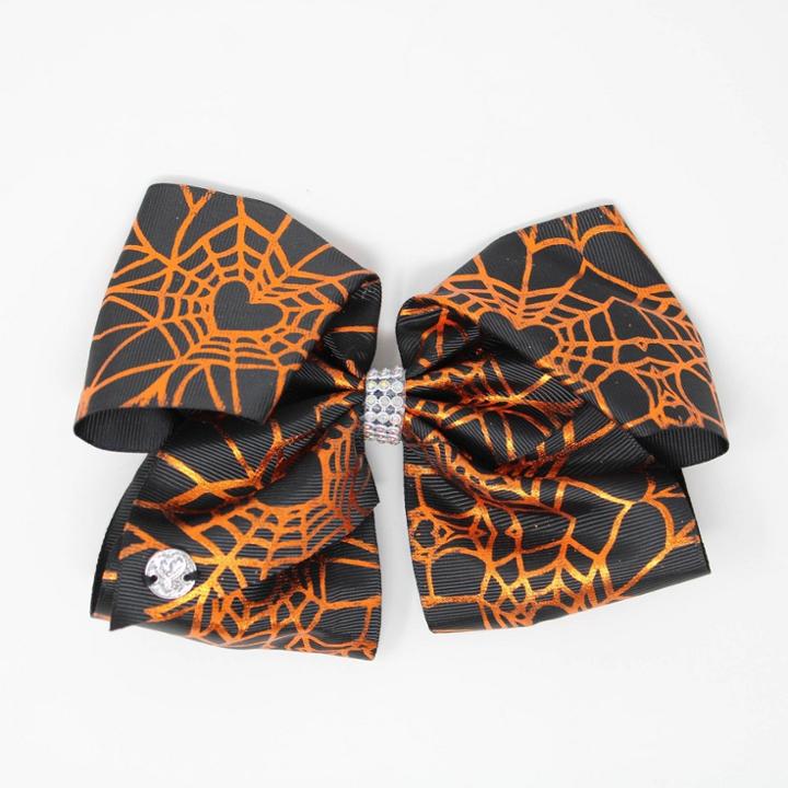 Girls' Jojo Siwa Spider Web Halloween Hair Clip Bow - Dark Orange