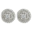 Distributed By Target Button Post Earrings Plated Brass Round 2 Rows Halo -