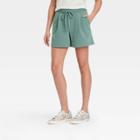 Women's High-rise Tie Waist Knit Midi Shorts - A New Day Teal