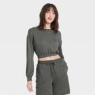 Women's Cropped Lounge Sweatshirt - Colsie Dark Gray