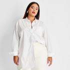 Women's Plus Size Long Sleeve Button-down Shirt - Future Collective With Kahlana Barfield Brown White
