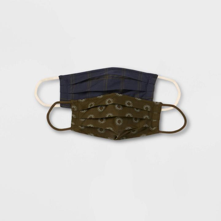 Kids' 2pk Plaid Dots Mask - Cat & Jack Blue/white