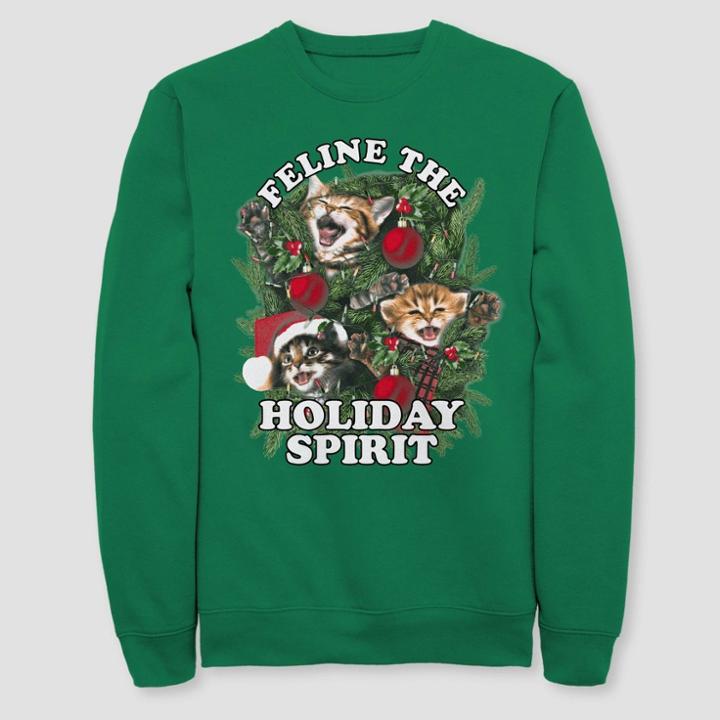 Fifth Sun Men's Cats Music Speaker Graphic Sweatshirt - Green