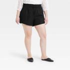 Women's Plus Size High-rise Pull-on Shorts - A New Day Black