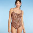Women's Tunnel Keyhole One Piece Swimsuit- Shade & Shore Animal Print