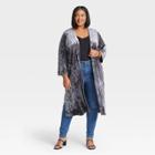 Women's Plus Size Velvet Long Sleeve Duster Cardigan - Ava & Viv Jet Black