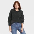 Women's Split Neck Cozy Lounge Pullover Sweater - Universal Thread Charcoal Gray