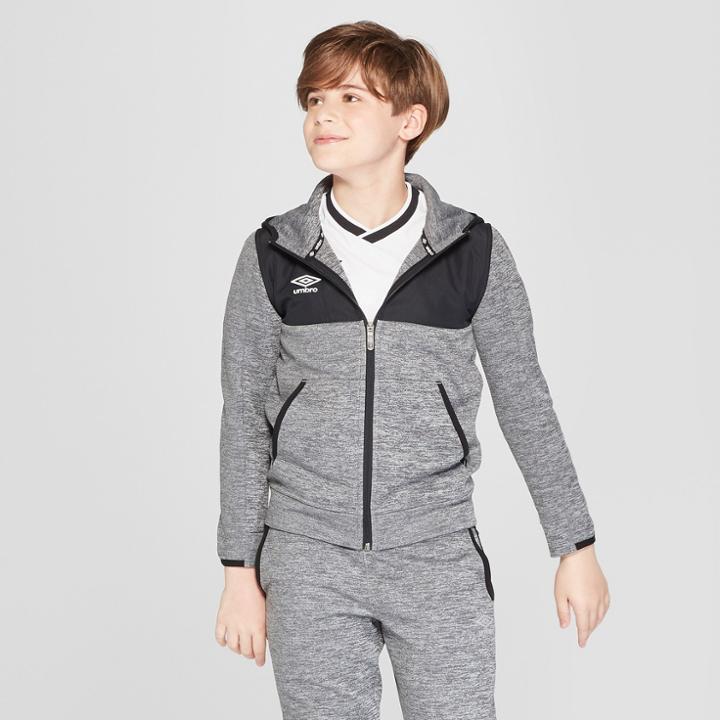 Umbro Boys' Premium Fleece Full Zip Hoodie - Gray