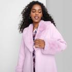 Women's Faux Fur Trim Long Jacket - Wild Fable Lavender