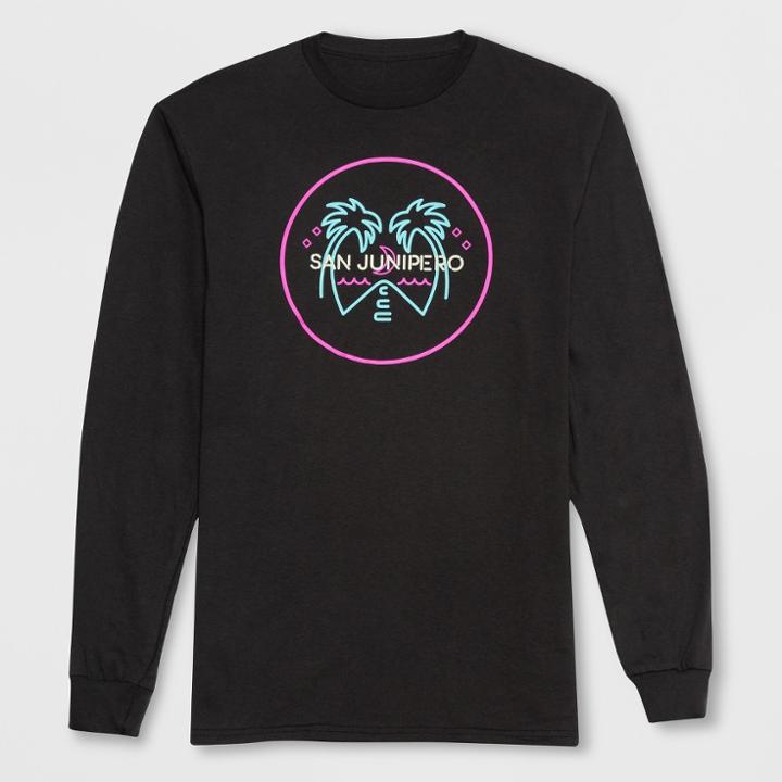 Hybrid Apparel Men's Long Sleeve Black Mirror San Junipero Crew T-shirt - Onyx