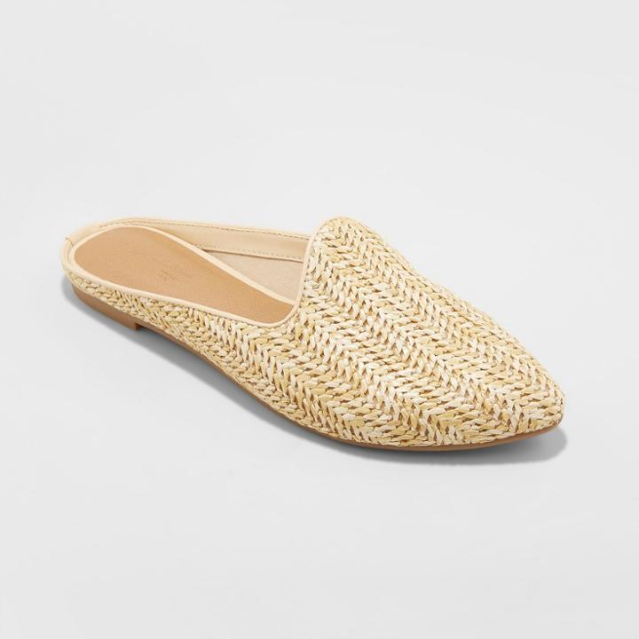 Women's Violet Woven Backless Mules - Universal Thread Tan