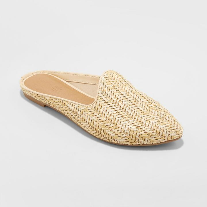 Women's Violet Woven Backless Mules - Universal Thread Tan