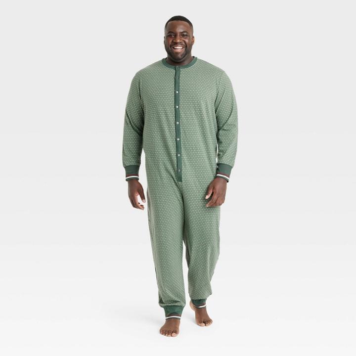 Men's Tall Allover Fleck Long Sleeve Union Suit - Hearth & Hand With Magnolia Green