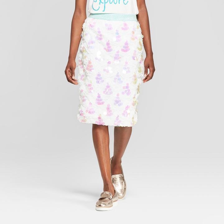 Women's Disney Princess Ariel Iridescent Pencil Skirt (juniors') - Aqua Blue