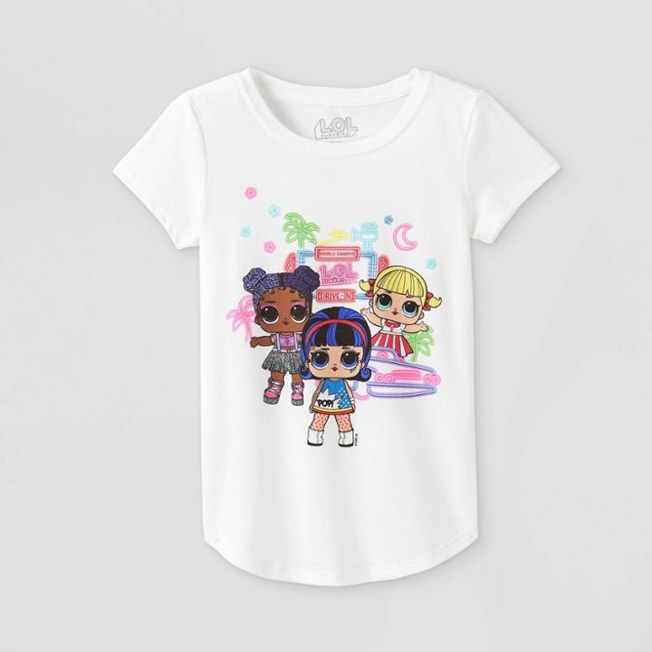 Girls' L.o.l. Surprise! Drive In Short Sleeve Graphic T-shirt - Off-white