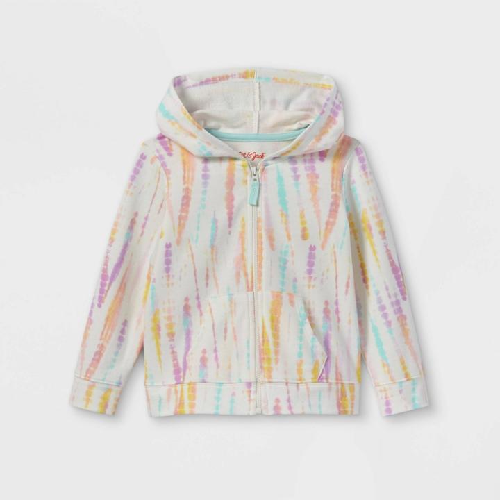 Toddler Girls' Knit Zip-up Hoodie Sweatshirt - Cat & Jack Cream