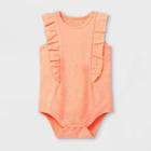 Baby Girls' Ruffle Short Sleeve Bodysuit - Cat & Jack Moxie Peach Newborn, Pink