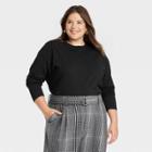 Women's Plus Size Long Sleeve T-shirt - A New Day Black