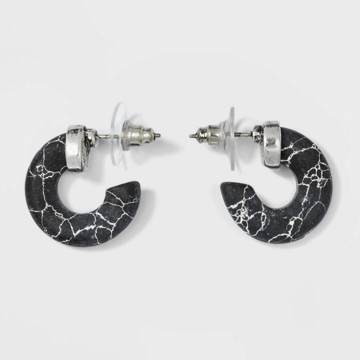 Semi Precious Hoop Earrings - Universal Thread Black, Women's