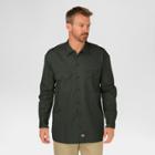 Dickies Men's Big & Tall Original Fit Long Sleeve Twill Work Shirt- Olive Green L