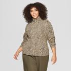 Women's Plus Size Leopard Print Long Sleeve Turtle Neck - Who What Wear Cream (ivory)