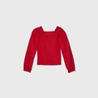 Girls' Square Neck Long Sleeve Soft T-shirt - Art Class Red