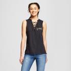 Women's Tupac Lace-up Graphic Tank Top (juniors') Black