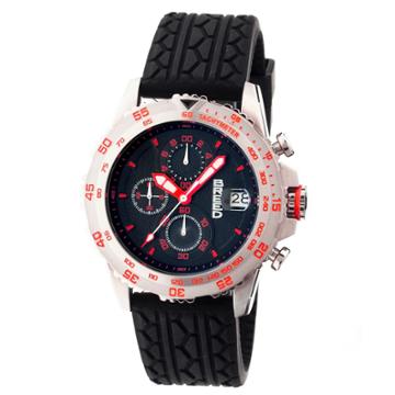 Target Men's Breed Socrates Full-function Chronograph Silicone Strap Watch-silver/red,