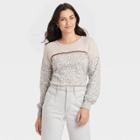 Women's Long Sleeve French Terry Top - Knox Rose Gray Leopard Print