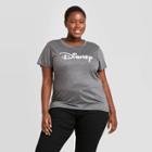 Women's Disney Logo Plus Size Short Sleeve Graphic T-shirt - Charcoal