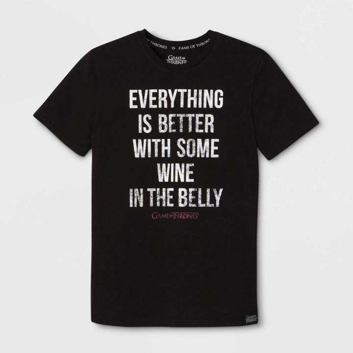 Men's Game Of Thrones Wine In The Belly Short Sleeve Graphic T-shirt - Black