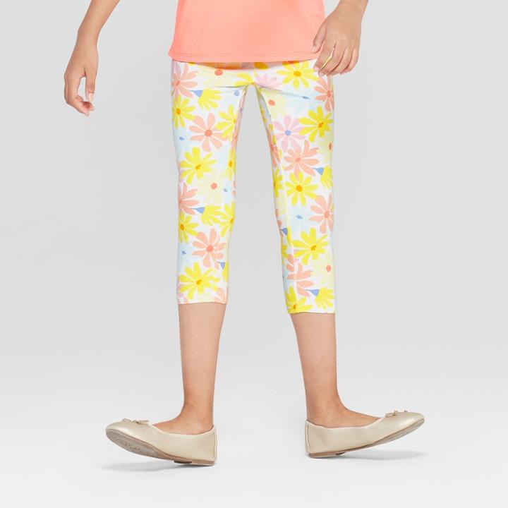 Girls' Floral Capri Leggings - Cat & Jack Yellow