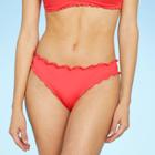 Women's Ruffle Cheeky Bikini Bottom - Shade & Shore Coral Red