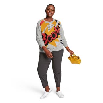 Women's Plus Size Boom Graphic Long Sleeve Round Neck Sweatshirt - 3.1 Phillip Lim For Target Gray 2x, Women's,