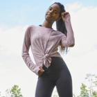 Women's Long Sleeve Snakeskin Burnout Tie-front Top - Joylab
