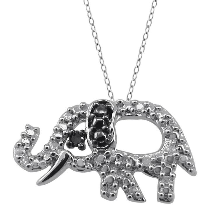 Target 120 Ct.t.w. Round-cut Black And White Diamond Pave Set Elephant Pendant - White