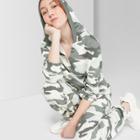 Women's Camo Print V-neck Sweatshirt - Wild Fable Green