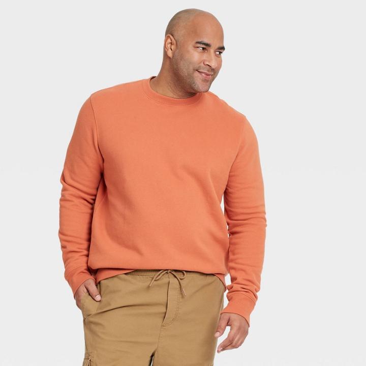 Men's Tall Fleece Crew Sweatshirt - Goodfellow & Co Orange