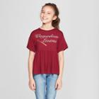 Girls' Harry Potter 'wingardium Leviosa' Short Sleeve T-shirt - Burgundy