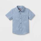 Toddler Boys' Adaptive Dinosaur Woven Button-down Shirt - Cat & Jack Blue