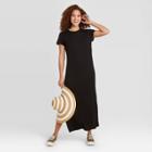 Women's Short Sleeve T-shirt Dress - A New Day Black S, Women's,
