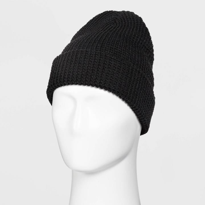 Men's Waffle Knit Beanie - Goodfellow & Co Black
