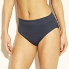 Women's Ribbed High Leg High Waist Bikini Bottom - Joylab Navy