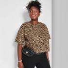Target Women's Plus Size Animal Print Short Sleeve Oversized Crewneck Boxy T-shirt - Wild Fable Brown