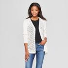 Women's Long Sleeve Lace Up Back Sweater Cardigan - Xhilaration Ivory