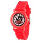 Boys' Disney Cars Lightning Mcqueen Red Plastic Time Teacher Watch, Red Silicone Strap, Wds000149