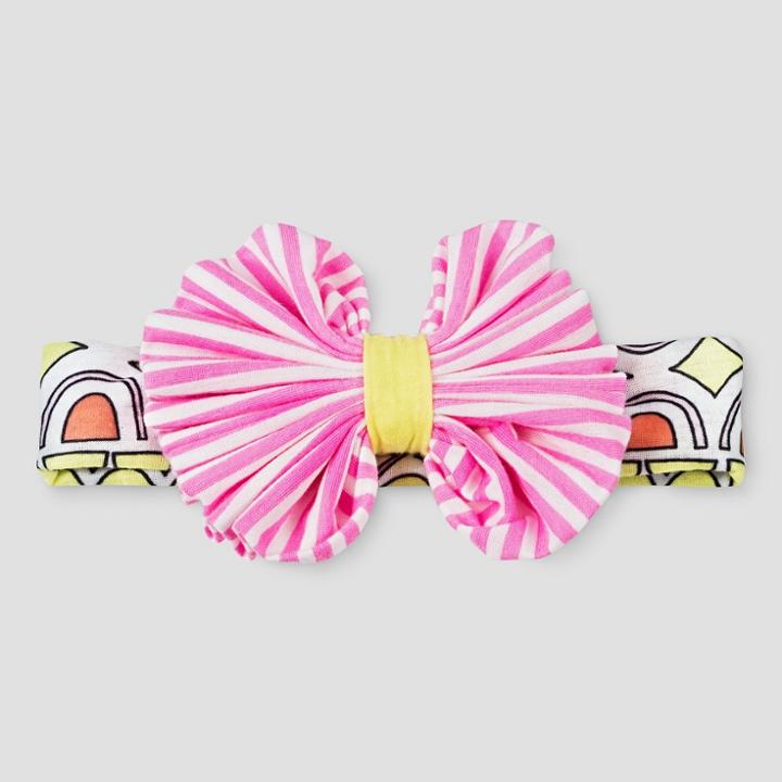 Toddler Girls' Printed Bow Headwrap Cat & Jack, White Pink