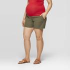 Maternity Pull-on Adjustable Band Twill Shorts - Isabel Maternity By Ingrid & Isabel Olive (green)